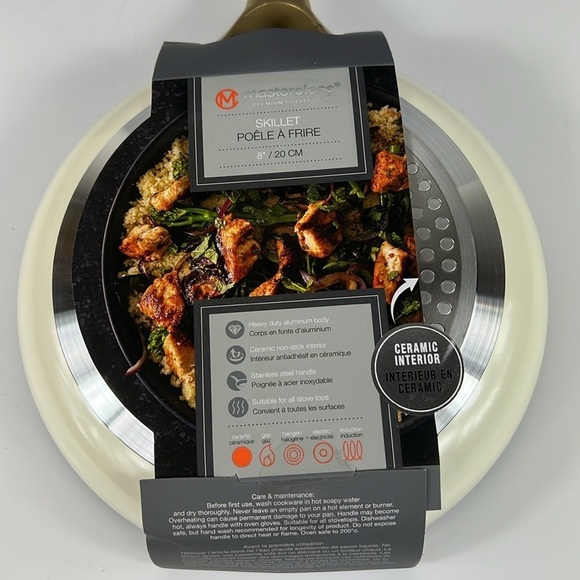 Masterclass Cookware Ceramic Non Stick Frying Pan Skillet Gold Handle 8" NEW - Picture 6 of 6